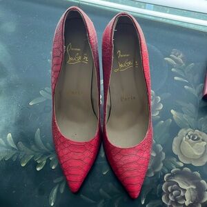 Christian Louboutin Red Alligator Heels